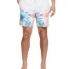 Tropical Placement Print 7" Swim Trunks 2 Tropical Placement Print 7" Swim Trunks -Cubavera Casual Wear Tropical Placement Print 7 Swim Trunks Brilliant White Cubavera