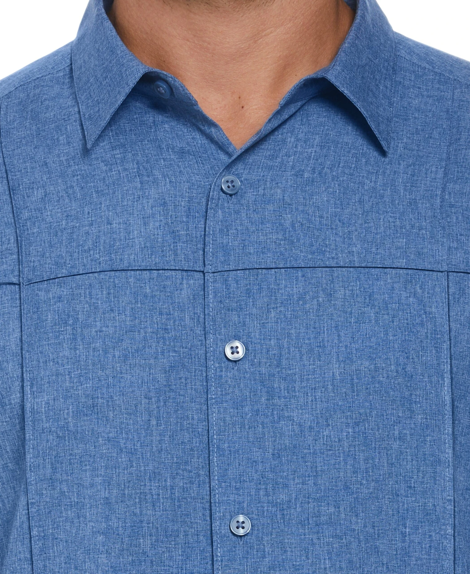 Two-Tone Cross Tuck Chambray Shirt 5 Two-Tone Cross Tuck Chambray Shirt - Image 3