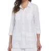 Women's Solid Linen Blend Guayabera Shirt 1 Women's Solid Linen Blend Guayabera Shirt -Cubavera Casual Wear Womens Solid Linen Blend Guayabera Shirt Brilliant White Cubavera