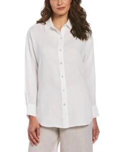 Women's Solid Yarn-Dyed Linen Blouse
