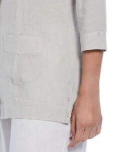 Women's Two-Tone Linen Blend Guayabera Shirt 7 Women's Two-Tone Linen Blend Guayabera Shirt -Cubavera Casual Wear Womens Two Tone Linen Blend Guayabera Shirt Cubavera 3