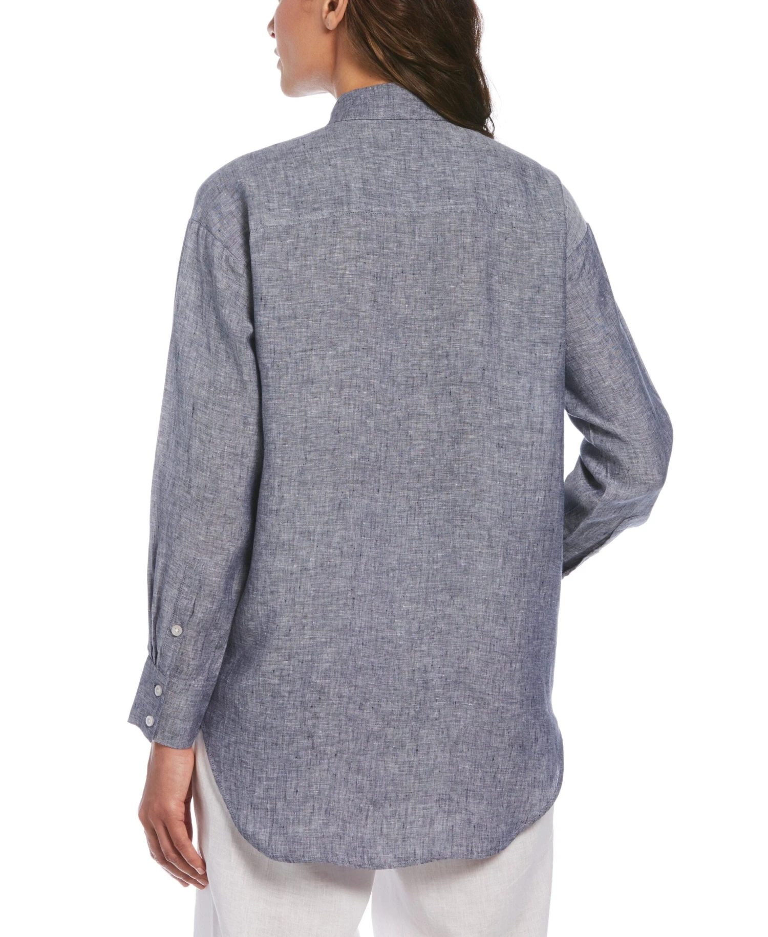 Women's Two-Tone Yarn-Dyed Linen Blouse 4 Women's Two-Tone Yarn-Dyed Linen Blouse - Image 2