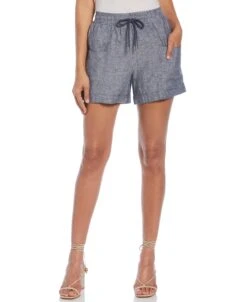Women's Wide Leg Drawstring Linen Short
